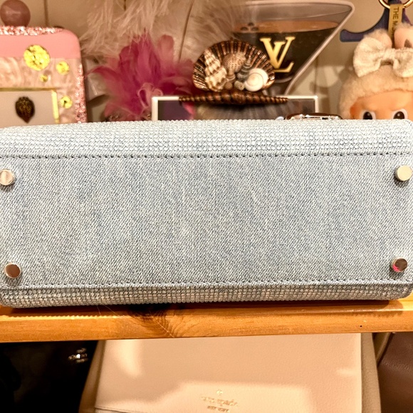 Kate Spade 🎁Denim Rhinestone Stud Madison Top Handle Crossbody Satchel Bag - Picture 8 of 11